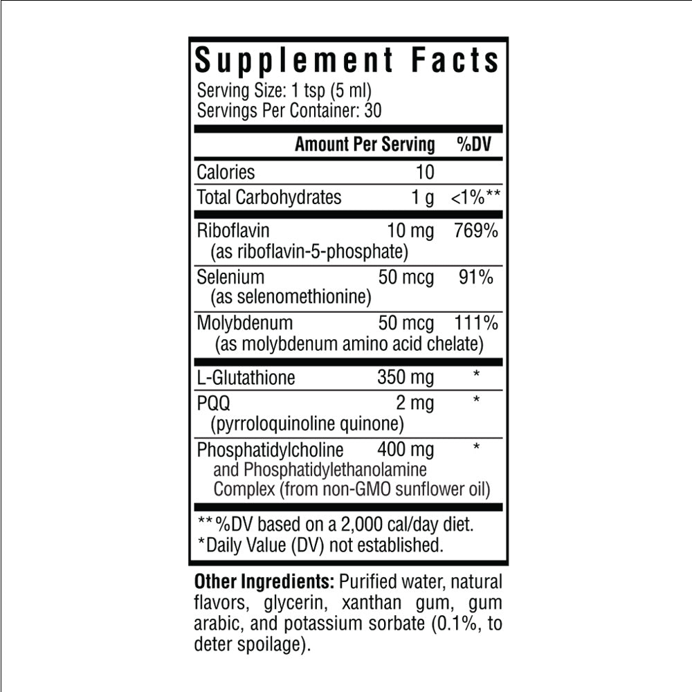 Supplement facts for Optimal Liposomal Glutathione Plus